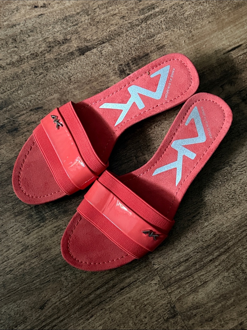 Anne Klein Coral Red Slide Mules size 7M